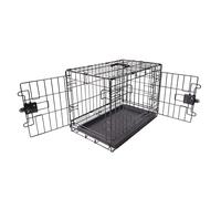 Amazon Basics Cage pour chien, Pliable en fil métallique avec plateau, Double porte, Noir, L 56 x l 33 x H 40.6 cm