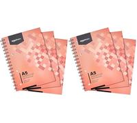 Amazon Basics cahiers à spirales 100 feuilles/ 200 Pages 80 g/m² Format A5, 3 pièces, Rouge (Lot de 2)