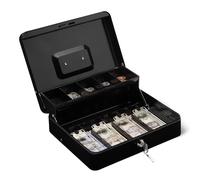 Amazon Basics Caisse à monnaie avec serrure et plateau à billets, 9 x 30 x 24 cm (H x l x P), noir
