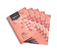 Amazon Basics Carnet à Spirale, 80 Feuilles / 160 Pages, A4, 90g/m², Lot de 5