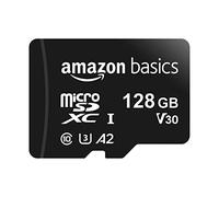 Amazon Basics Carte Mémoire microSDXC avec Adaptateur Grande Taille, A2, U3, Vitesse de Lecture Jusqu’à 100Mbit/s, 128Go, Noir