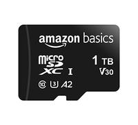 Amazon Basics Carte Mémoire microSDXC avec Adaptateur Grande Taille, A2, U3, Vitesse de Lecture Jusqu’à 100Mbit/s, 1To, Noir