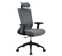 Amazon Basics Chaise de bureau ergonomique, dossier haut, repose-tête réglable, accoudoirs et soutien lombaire, 63 x 59,5 x 124 cm, gris