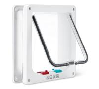 Amazon Basics Chatière Ajustable en Plastique pour Chiens et Chats avec Verrouillage à 4 Positions, Taille S, 19,0cm x 18,8cm x 5,7cm, Blanche