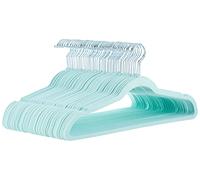Amazon Basics Cintres antidérapants fins, en velours, vert menthe/argenté, 50 pièces