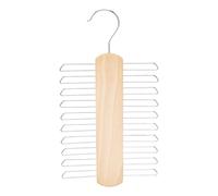 Amazon Basics Cintres en Bois pour Cravates et Ceintures avec 20 emplacements, Couleur Naturelle, 16 cm, Lot de 2