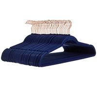 Amazon Basics Cintres fins, antidérapants, en velours, Bleu Marine/Doré, Lot de 50