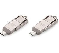 Amazon Basics Clé USB, Périphérique de Stockage avec Double Port USB-C et USB-A, 128GB, Champagne Argenté (Lot de 2)