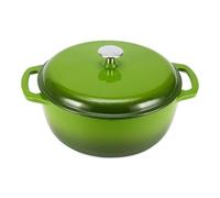 Amazon Basics Cocotte Ronde en Fonte Emaillee avec Couvercle, 4,1 L, Vert