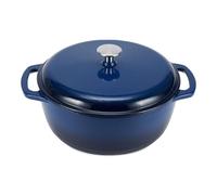 Amazon Basics Cocotte Ronde en Fonte Emaillee avec Couvercle, 5,7 L, Bleu Marine