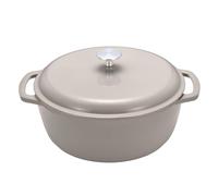Amazon Basics Cocotte Ronde en Fonte Emaillee avec Couvercle, 6,9 L, Gris lin