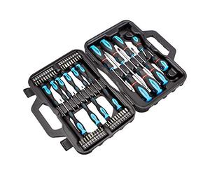 Amazon Basics Coffret tournevis 58 pièces avec embouts plats, cruciformes et Torx, Noir