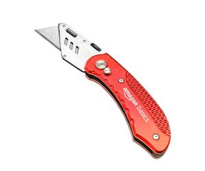 Amazon Basics Couteau utilitaire pliable durable avec corps en aluminium, rouge