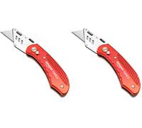 Amazon Basics Couteau utilitaire pliable durable avec corps en aluminium, rouge (Lot de 2)