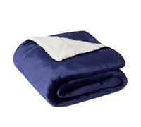 Amazon Basics Couverture Jeté de Canapé Réversible en Sherpa, 127 x 152 cm, Bleu Marine