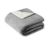 Amazon Basics Couverture Jeté de Canapé Réversible en Sherpa, 127 x 152 cm, Gris Foncé