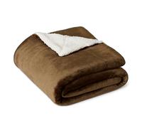 Amazon Basics Couverture Jeté de Canapé Réversible en Sherpa, 127 x 152 cm, Marron