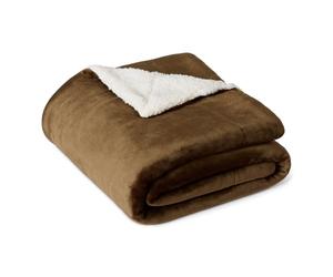 Amazon Basics Couverture Jeté de Canapé Réversible en Sherpa, 127 x 152 cm, Marron