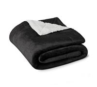 Amazon Basics Couverture Jeté de Canapé Réversible en Sherpa, 127 x 152 cm, Noir