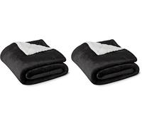 Amazon Basics Couverture Jeté de Canapé Réversible en Sherpa, 127 x 152 cm, Noir (Lot de 2)