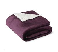 Amazon Basics Couverture Jeté de Canapé Réversible en Sherpa, 127 x 152 cm, Prune