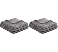 Amazon Basics Couverture jetée de canapé Plaid Polaire gaufré, 150 x 200 cm, Gris (Lot de 2)
