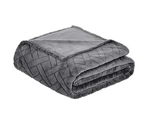 Amazon Basics Couverture jetée de canapé Plaid polaire gaufré, 220 x 240 cm, gris