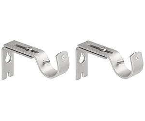 Amazon Basics Crochets Muraux Robustes et Réglables Pour Tringle de 2,5cm (1po), Lot de 2, Nickel Argenté