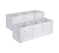 Amazon Basics Cube de rangement pliable en tissu avec poignées, Lot de 6, Blanc Uni, 33 x 33 x 33 cm