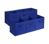 Amazon Basics Cube de rangement pliable en tissu avec poignées, lot de 6, Bleu Marine Uni, 33 x 33 x 33 cm