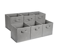 Amazon Basics Cube de rangement pliable en tissu avec poignées, lot de 6, Gris Uni, 33 x 33 x 33 cm