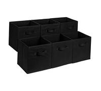 Amazon Basics Cube de rangement pliable en tissu avec poignées, lot de 6, Noir Uni, 33 x 33 x 33 cm