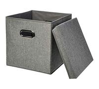 Amazon Basics Cubes de rangement pliables en toile de jute - Lot de 2, Gris