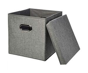Amazon Basics Cubes de rangement pliables en toile de jute - Lot de 2, Gris