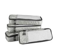 Amazon Basics Cubes d'emballage pour Valise, Organisateurs de Voyage, Fermeture Éclair, Lot de 4, Minces, Gris