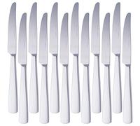 Amazon Basics Cuchillos de mesa de acero inoxidable con borde cuadrado, 12 unité, lot de 1, Argenté
