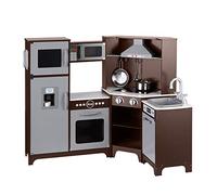 Amazon Basics Cuisine d’angle en bois pour enfants avec portes interactives, boutons et lumières, Expresso et Gris, 99 x 71 x 89 cm