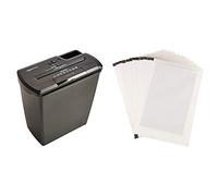 Amazon Basics Destructeur de documents 8 feuilles coupe droite avec destructeur de CD Noir & Lot de 12 feuilles lubrifiantes et aiguisantes pour destructeur de documents