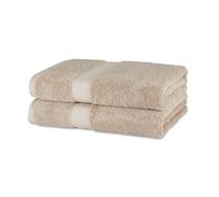 Amazon Basics Drap de Bain Grande Taille - 100% Coton Biologique Anti-décoloration, Ultra Doux - 76 x 137 cm, Taupe, Lot de 2