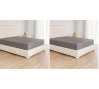 Amazon Basics Drap Housse, 120 x 200 cm, 100% Coton Jersey pour Matelas Épais jusqu'à 30 cm, Gris Foncé (Lot de 2)