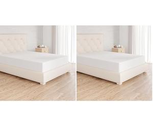 Amazon Basics Drap Housse, 160 x 200 cm, 100% Coton Jersey pour Matelas Épais jusqu'à 30 cm, Blanc (Lot de 2)
