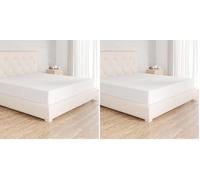 Amazon Basics Drap Housse, 180 x 200 cm, 100% Coton Jersey pour Matelas Épais jusqu'à 30 cm, Blanc (Lot de 2)