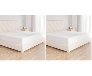 Amazon Basics Drap Housse, 180 x 200 cm, 100% Coton Jersey pour Matelas Épais jusqu'à 30 cm, Blanc (Lot de 2)