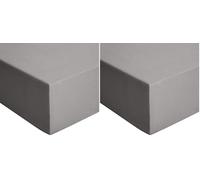 Amazon Basics Drap Housse, 200 x 200 cm, 100% Coton Jersey pour Matelas Épais jusqu'à 30 cm, Gris Foncé (Lot de 2)