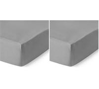 Amazon Basics Drap-Housse Deluxe pour Lit Double, Satin de Coton 100% Extra-Doux, 400 Fils, Hauteur 30cm, Anti-Plis, 140 x 200 cm, Gris Foncé (Lot de 2)
