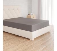 Amazon Basics Drap Housse, Gris Foncé, 100% Coton Jersey pour Matelas Épais jusqu'à 30 cm, 90 x 200 cm, Gris Foncé
