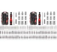 Amazon Basics Ensemble clés magnétiques à cliquet et tournevis de précision pour l'électronique, 73 unité, lot de 2, Argent, Noir, Rouge