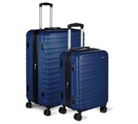 Amazon Basics Ensemble de Bagages Extensibles Rigides (Tailles S + L) - Bagages de Voyage en ABS avec 4 Doubles Roues Rotatives - Structure Légère et Anti-Rayures - Bleu Marine