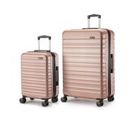 Amazon Basics Ensemble de Bagages Extensibles Rigides (Tailles S + L) - Bagages de Voyage en ABS avec 4 Doubles Roues Rotatives - Structure Légère et Anti-Rayures - Or Rose