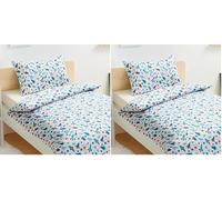 Amazon Basics Ensemble de Housse de Couette Réversible en Microfibre pour Enfant 100 x 135 cm et 1 Taie d’Oreiller 40 x 60 cm pour Berceau, Aventure Cosmique (Lot de 2)